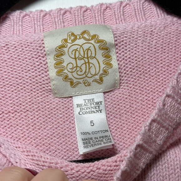 Beaufort Bonnet Company Isabelles Intarsia Wreath Sweater Palm Beach Pink Sz 5 - Picture 4 of 6